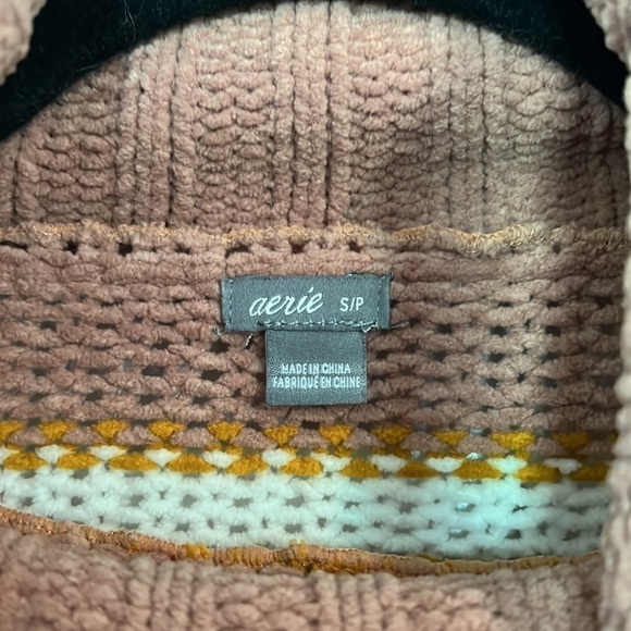 AERIE Striped Pink Chenille Turtleneck Sweater Blogger Fav Size Small - Picture 3 of 5